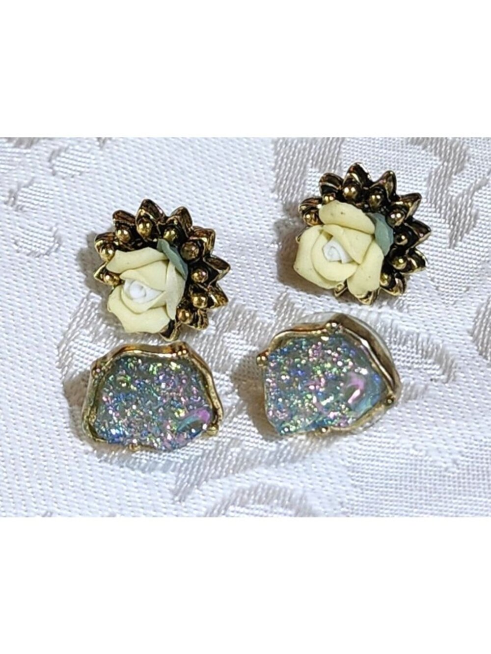 11 Pairs Of Vintage Style Earrings Mixed Materials & Designs Dainty Pierced Styl - Picture 7 of 10